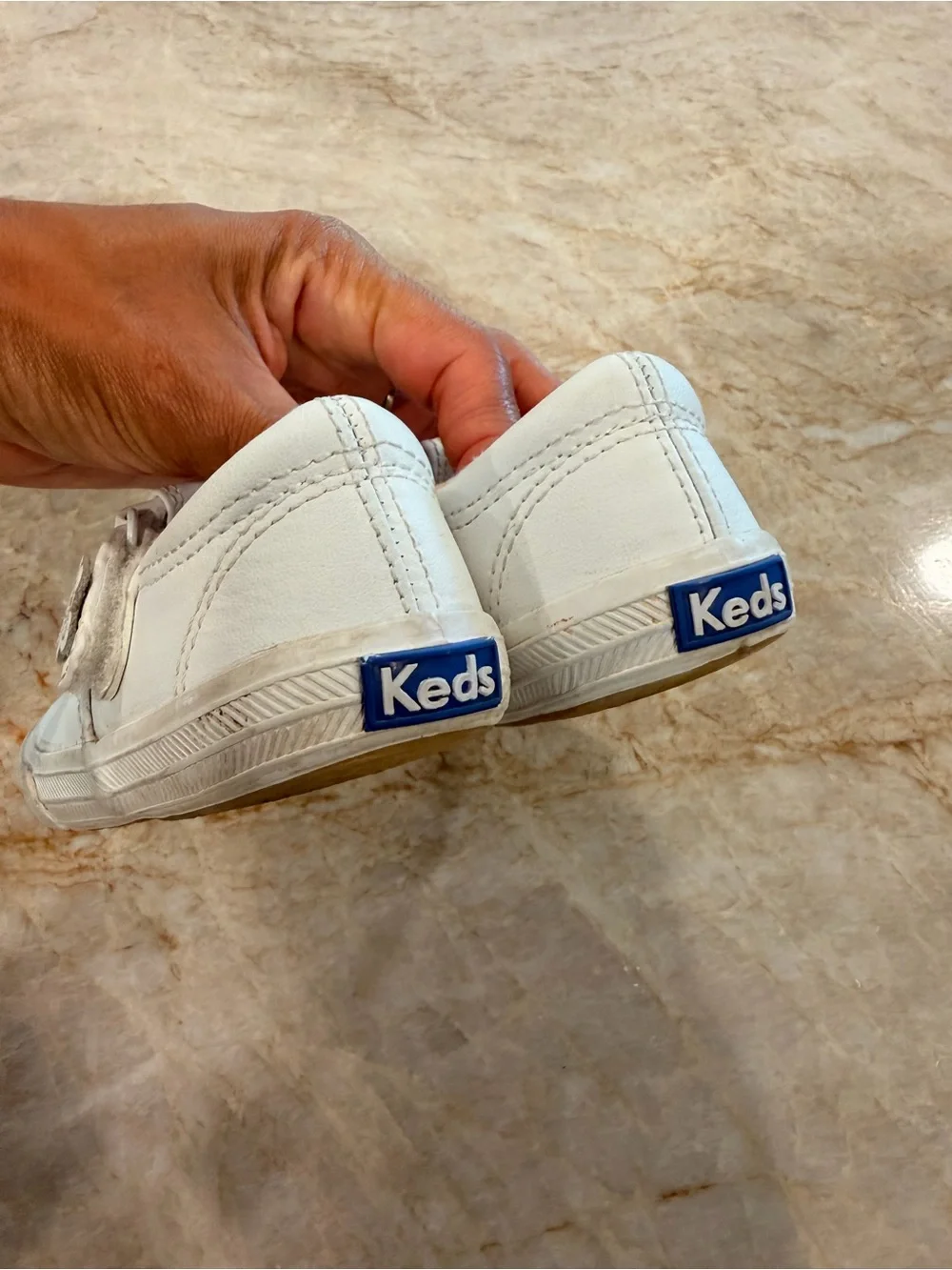 Keds White Girls' T-Strap Leather Mary Janes